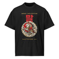 Year of the Horse oversized black tee, front: SEOUL COLLECTIVE wordmark, red 말 and white armored horse emblem, YEAR OF THE HORSE · 2026