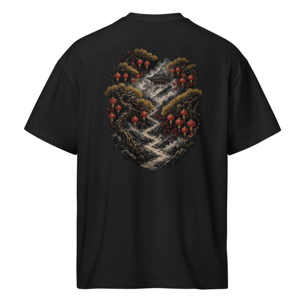 Lantern Forest Oversized Tee in black, back print