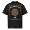 Dancheong Heritage Tee, front: a dancheong pattern medallion on a black oversized tee