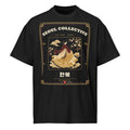 Hanbok Heritage Tee, front: a flowing hanbok with a norigae tassel on a black oversized tee