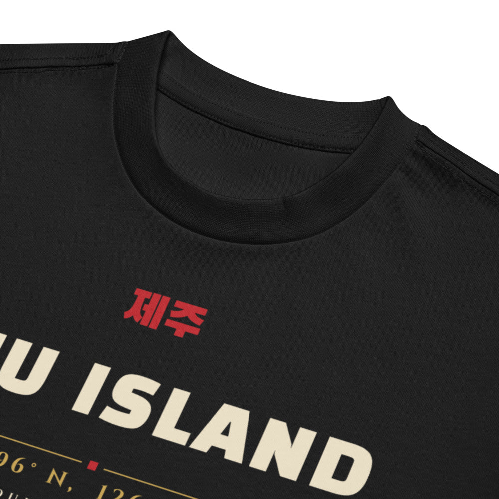 Close-up of the Jeju Island coordinates print